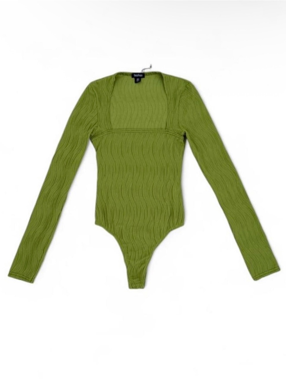 Boohoo Olive Green Long Sleeve Ribbed Bodysuit